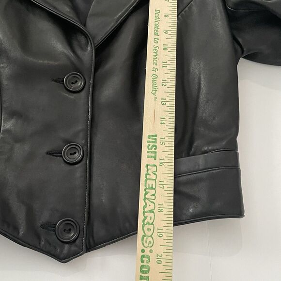 Vintage John Michael Cropped 100% Leather Jacket Size M Soft Made in USA Chic - Picture 13 of 16